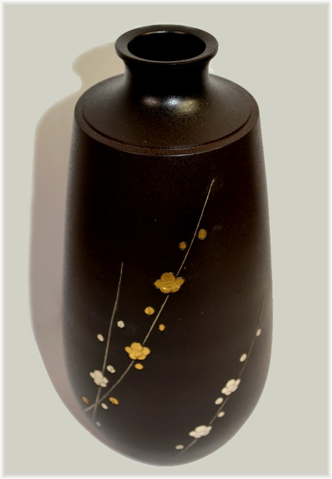 японская авторская бронзовая ваза с инкрустацией, 1950 гг.