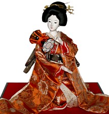японская авторская кукла Дама с барабаном ко-цудзуми