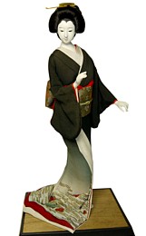 японская антикварная кукла в кимоно