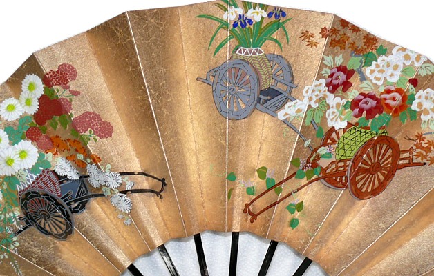 японский веер с аворским рисунком, 1950-е гг.