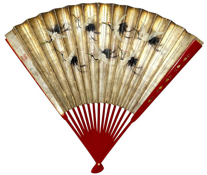антикварный японский веер театра КАБУКИ с авторской росписью, 1920-е гг.