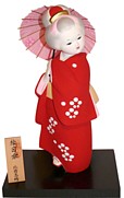 девочка с зонтиком, японская статуэтка из керамики