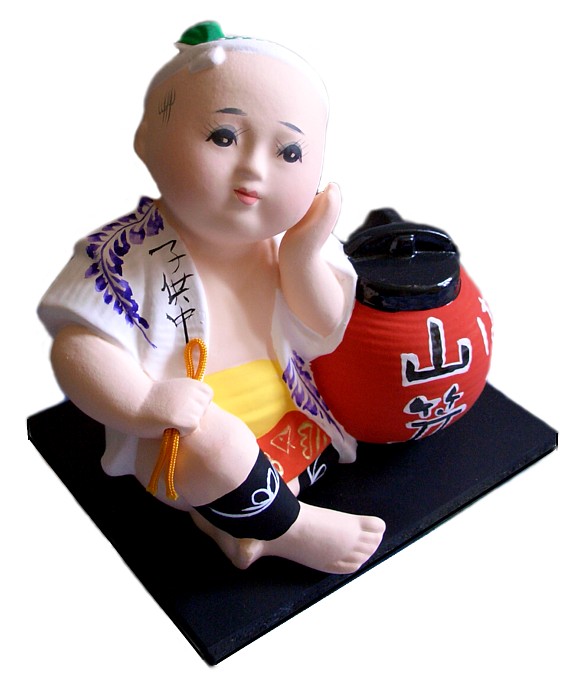  Мальчик с  фонариком, японская статуэтка из керамики