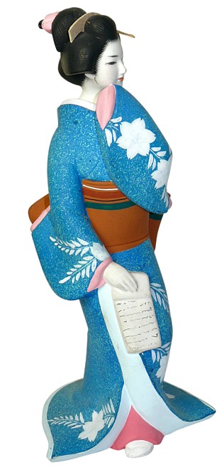 японская статуэтка Дама в голубом кимоно с письмом в руке, 1950-е гг.
