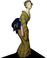 Девушка в  с зонтиком, статуэтка из керамики, Япония
