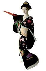 танцовщица с веером, статуэтка из керамики, Япония, 1970-е гг.