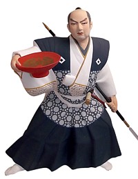самурай с копьем, статуэтка из керамики, Япония