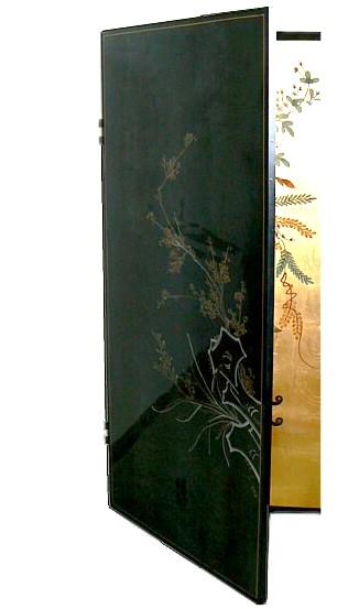 японская складная деревянная ширма с авторской росписью