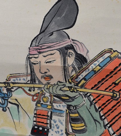 Самурай со слугой, японский рисунок на свитке, 1900-е гг.