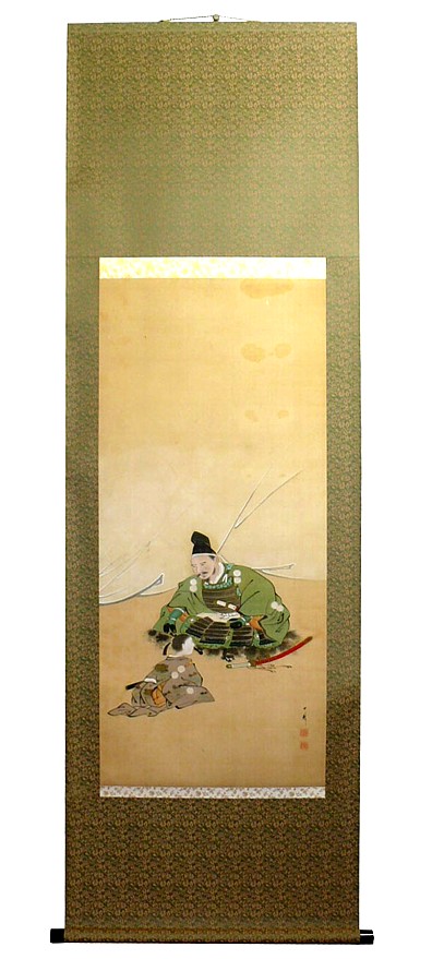 японская картина свиток Самурай с сыном, 1900-е гг.