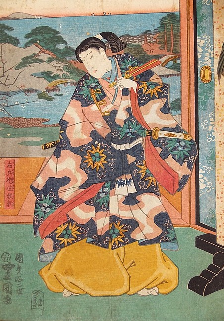 Японская  гравюра укиё-э в трех частях Утагава Кунисада Toёкуни III