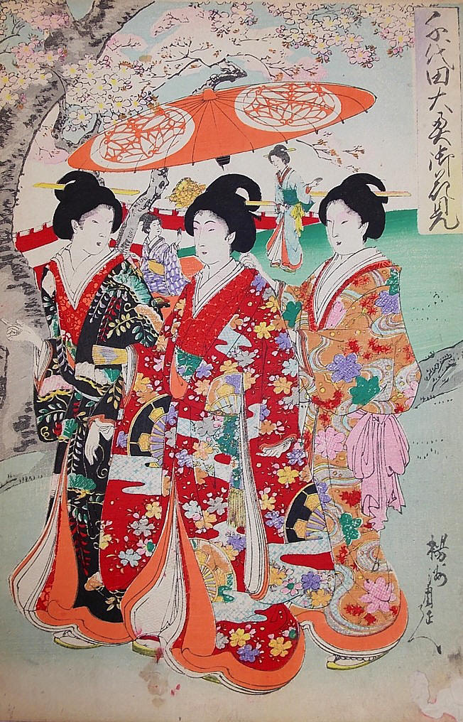 японская ксилография Хашимото Чиканобу, 1894 г.