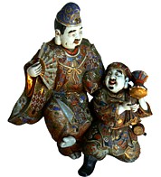 антикварная фарфоровая статуэтка в виде пары Дайкоку и Эбису Япония, эпоха Эдо