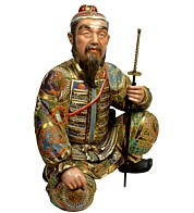 самурай с колчаном за спиной, антикварная фарфоровая статуэтка