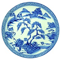 японская интерьерная тарелка с росписью, 1900-е гг.