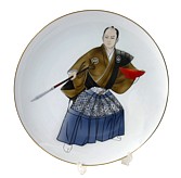 Самурай, японская интерьерная тарелка с росписью 