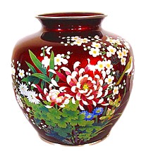 Японская ваза в технике перегородчатой эмали