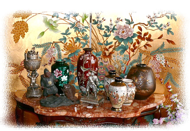 японские антикварные вазы: фарфор и бронза