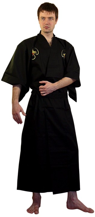 мужской халат кимоно с вышивкой, Япония