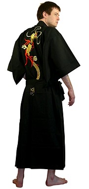  мужской халат-кимоно с вышивкой, хлопок 100%, сделано в Японии