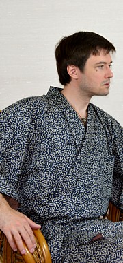 мужской халат- кимоно из хлопка, Япония