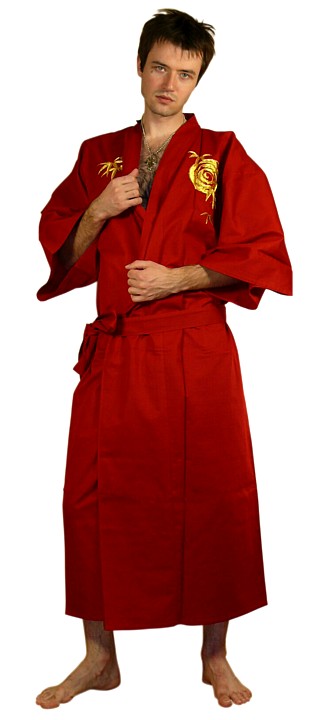 японский халат-кимоно с вышивкой. Хлопок 100%