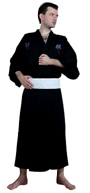 японское мужское кимоно ДЗЭН из хлопка с вышивкой