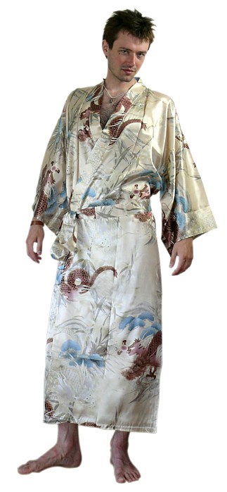 мужской халат-кимоно из натурального шелка, Япония