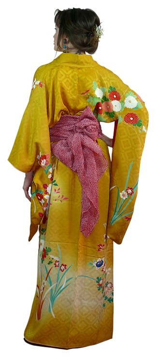 винтажное японское кимоно и пояс оби