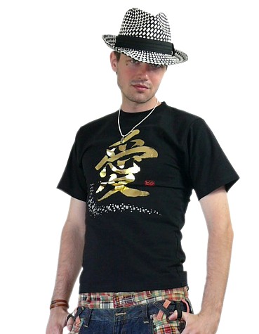 стильная мужская одежда: футболка с иероглифом, сделано в Японии