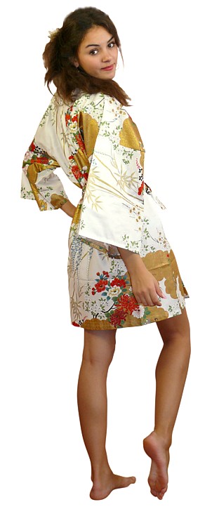 женский халатик-кимоно, длина 88 см, хлопок 100%, сделано в Японии