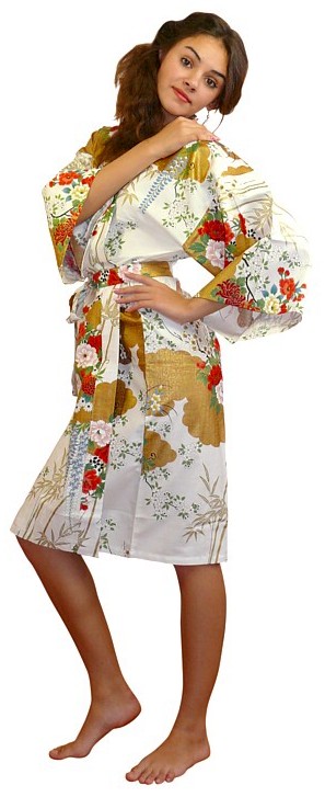 японский халатик-кимоно, длина 107 см, хлопок 100%, сделано в Японии