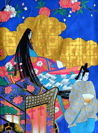 рисунок ткани японского кимоно Стихи на Воде