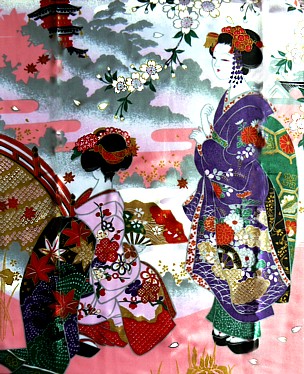 японское кимоно, рисунок ткани 