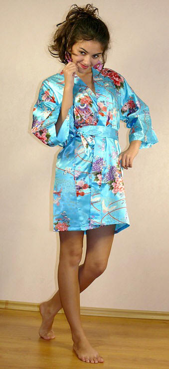японский халатик-кимоно, бирюзового цвета 