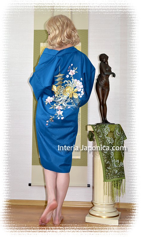 японское кимоно мини с вышивкой и подкладкой