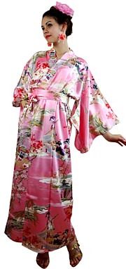 японское женское шелковое кимоно, сделано в Японии