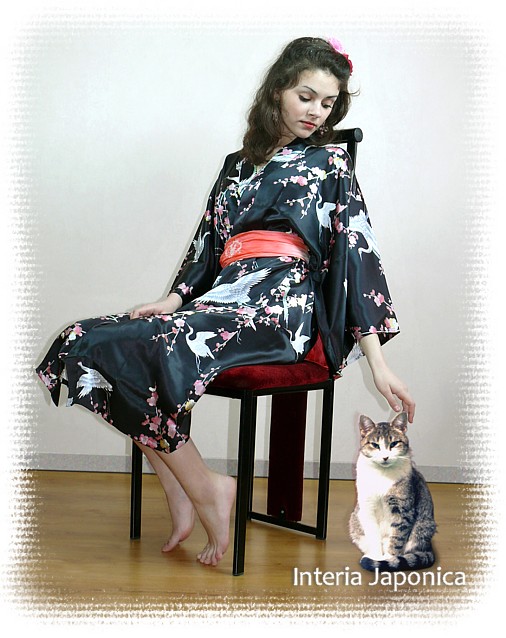 шелковый халатик кимоно, сделано в Японии