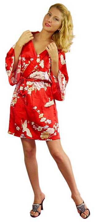 шелковый халатик-кимоно, длина 88 см, Япония, 100%  натуральный шелк