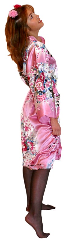 японское шелковое  кимоно мини