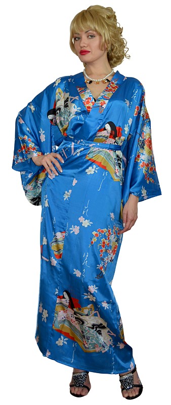 шелковый женский халат в японском стиле, сделано в Японии. Эксклюзивная женская одежда из шелка