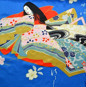 японский рисунок на шелке женского кимоно Наоми