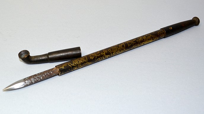 японская антикварная курительная трубка -оружие, эпоха Эдо