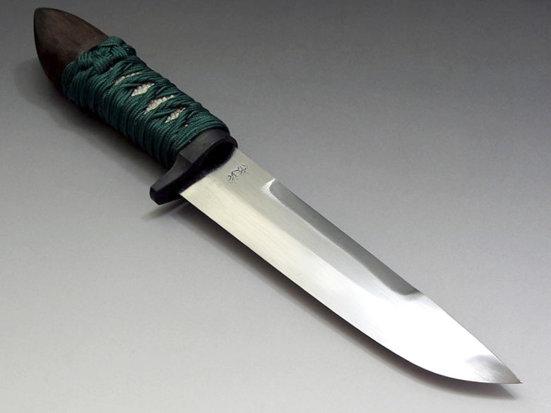 японский нож в самурайском стиле с оплеткой шелковым шнуром