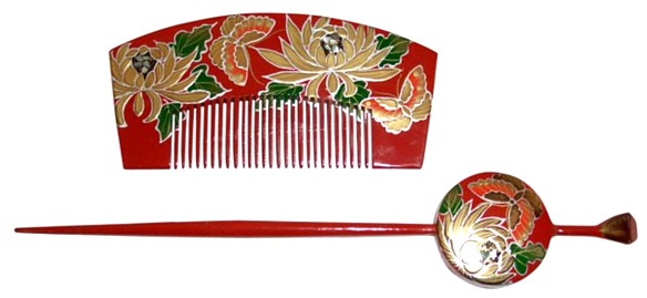 японский гребень и шпилька для украшения традиционной прически