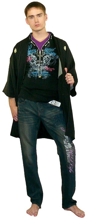 японское шелковое мужское хаори с авторской росписью подкладки