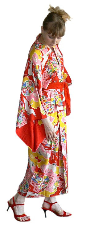 японское антикварное шелковое кимоно, 1930-е гг.