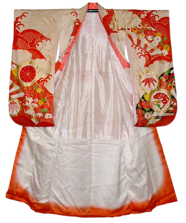 японское старинное шелковое кимоно девушки