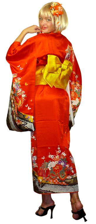 японское кимоно, натуральный шелк, авторская роспись