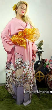  японское  шелковое кимоно, винтаж